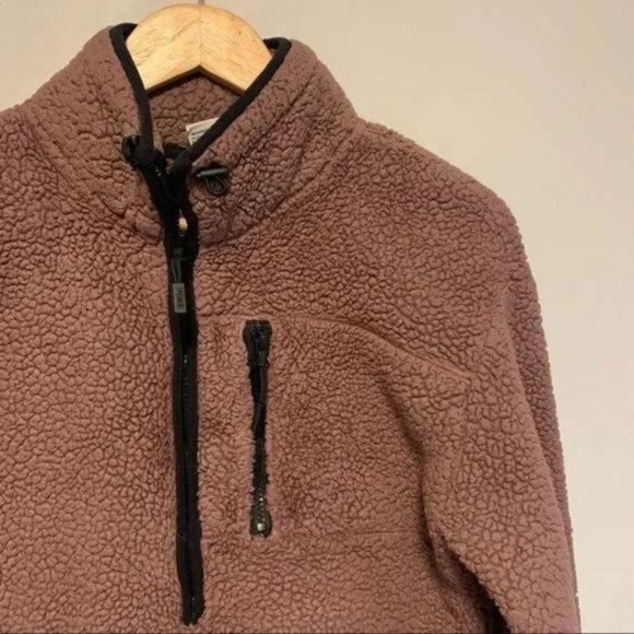 PINK Victoria Secret Sherpa teddy pullover jacket espresso coffee pink XS - Picture 2 of 11